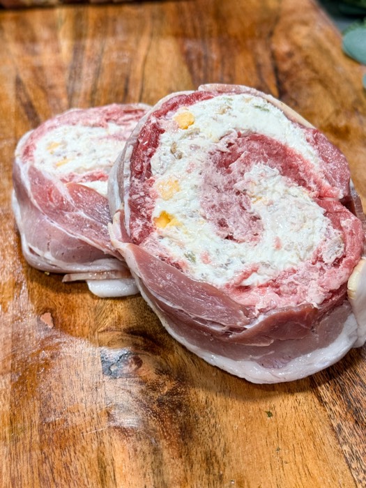 A sliced stuffed pinwheel roll at The Meat Hook